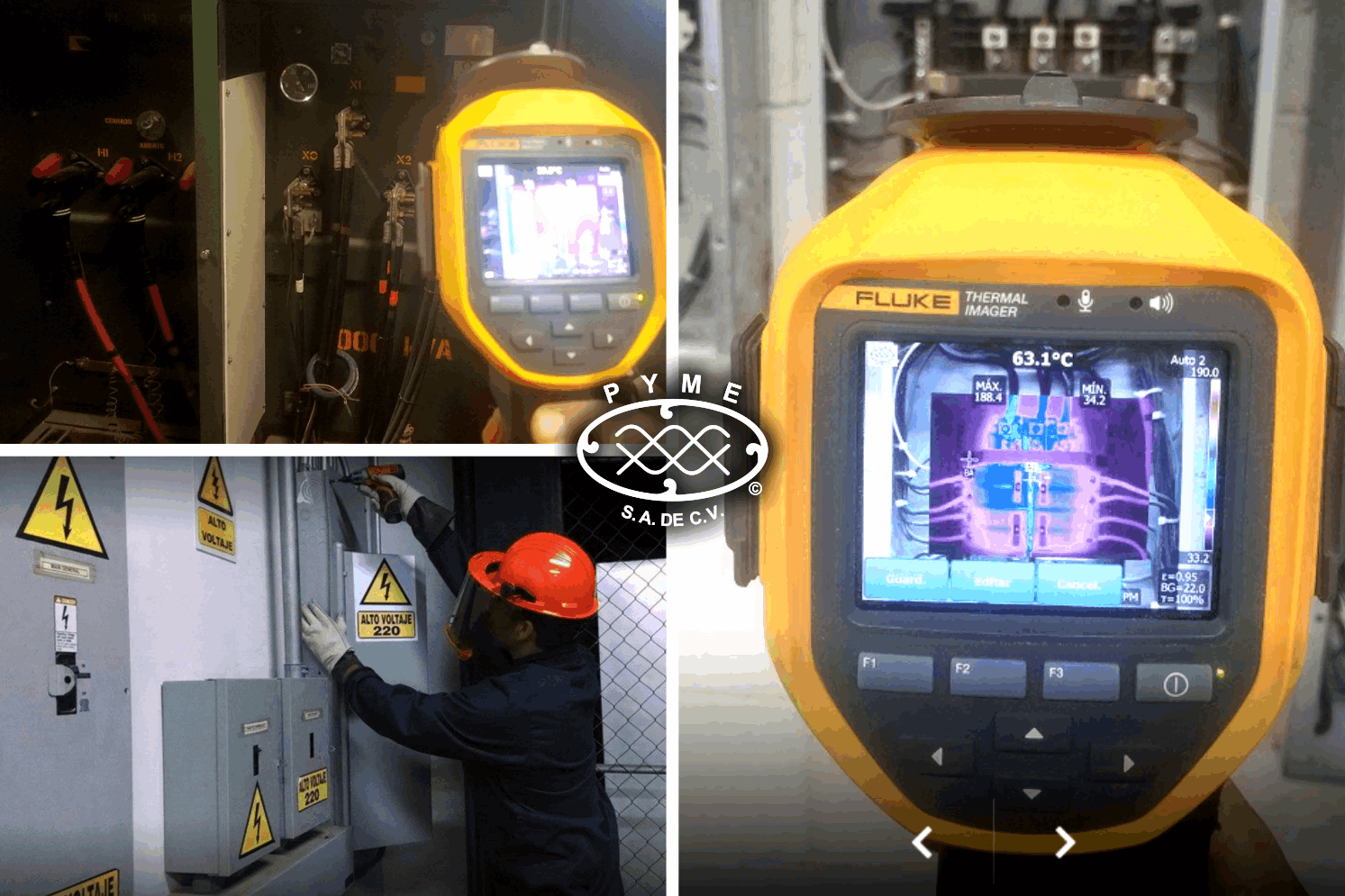 Cámara termográfica Fluke inspeccionando tablero eléctrico
